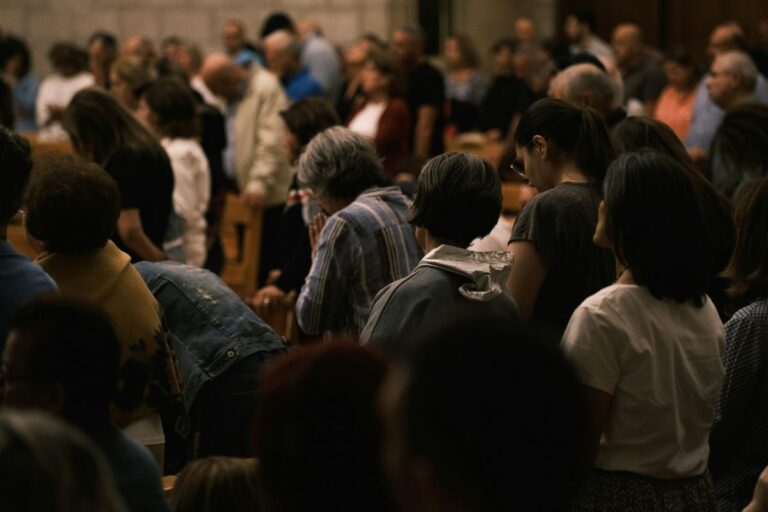 diverse crowd to symbolize christian humility and charity celebrating unity and abundance
